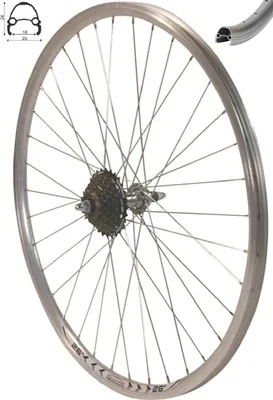 Produktbild von REDONDO 26 Zoll Hinterrad V Profil Felge Silber + 7 fach Kranz