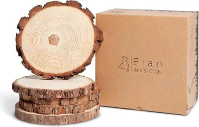 Produktbild von Famanu Holzscheiben 20 cm - 23 cm Durchmesser, 8 Stück, runde Holzplatten für Bastelprojekte