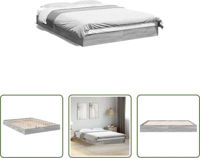 Produktbild von The Living Store Bettgestell Grau Sonoma 140x200 cm Holzwerkstoff
