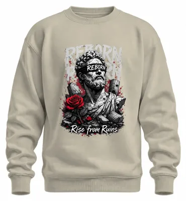 Zdjęcie produktu dla Bluza z kapturem "Rise from Ruins Reborn Marcus Aurelius Stoic Philosophy", kolor naturalny, rozmiar L