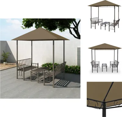 Produktbild von vidaXL Gartenpavillon mit Tisch und Bänken 2,5x1,5x2,4 m Taupe 180 g/m² - Pavillons & Partyzelte