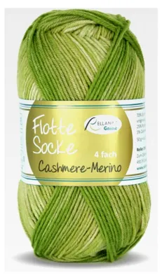 Produktbild von Cashmere Merino 50g weiche Sockenwolle mit Kaschmir und Wolle zum Stricken und Häkeln (grün)