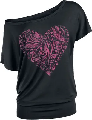 Produktbild von Full Volume by EMP Damen Schwarzes T-Shirt mit Print 4XL