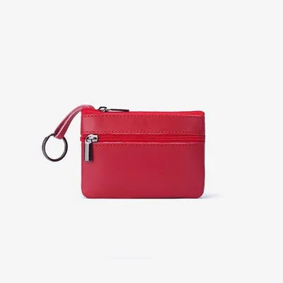 Image de Mini-portefeuille en cuir vintage avec porte-clés, pochette rouge, 10,5 x 7,5 x 0,6 cm