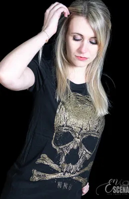 Produktbild von BadAss Bastards - Gold Skull, Girlie Shirt