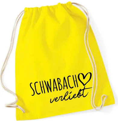 Produktbild von Huuraa Turnbeutel Schwabach verliebt 12 Liter Yellow Baumwolle Rucksack Geschenkidee