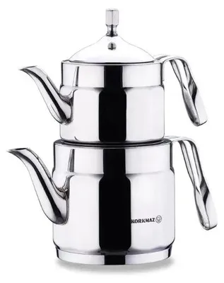 Image de Korkmaz A229 Nostaljia Maxi service à thé 2 pièces inox 18/10 1,2 L + 2,2 L