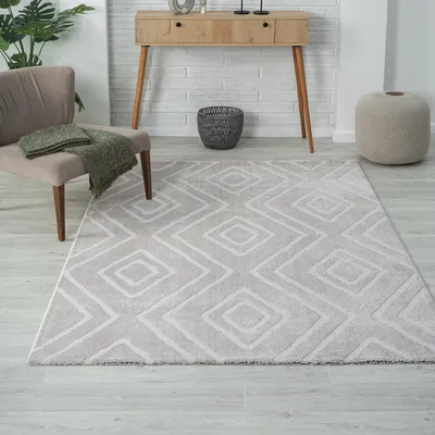 Produktbild von Teppich Modern Super Weicher Wohnzimmer Teppich, 3D Effekt, Hochflor, Langflor, Skandinavisch Robust, Farbe:Grau, Maße:200x290 cm