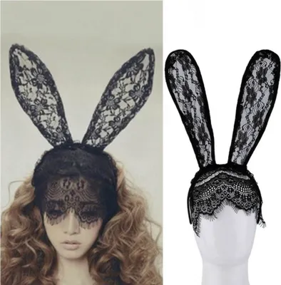 Produktbild von Hasenohren Haarreif Spitze Maske Schleier