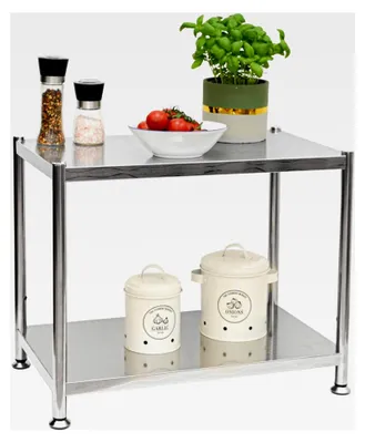 Produktbild von Edelstahlregal bis 60 kg - 2 Ebenen Schwerlastregal Küche 61x36x50 - Metallregal für Abstellraum und Speisekammer