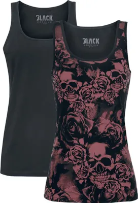 Produktbild von Black Premium by EMP Damen schwarze Basic Tops im Doppelpack XXL