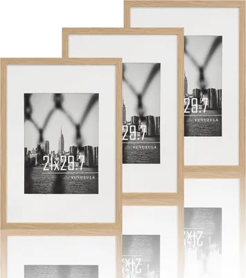 Produktbild von Set von 3 Fotorahmen A4, Weiß, 21x30 cm, mit Passepartout, für Fotos und Urkunden