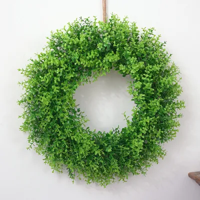 Produktbild von Künstliche Eukalyptus Kranz Künstliche Grüne Blätter Kranz für Front Tür Wand Bauernhaus Festival Feier Weihnachten Dekoration,,