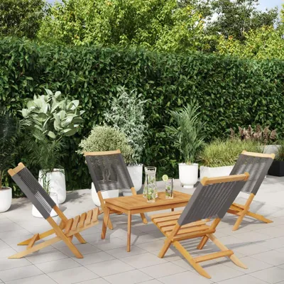 Immagine prodotto di Sedie da giardino 4 pz. Pieghevoli in legno massiccio di acacia grigio