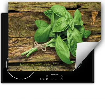 Produktbild von DarHaus Herdabdeckplatte 80x52 cm Anti Rutsch Matte Aufrollbar, Holz - Basilikum