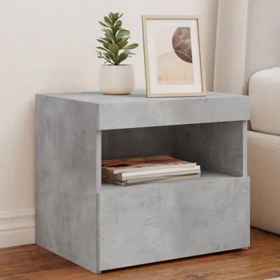 Produktbild von Nachttisch mit LED-Leuchten Betongrau 50x40x45 cm 836769
