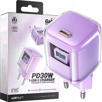 Immagine prodotto di Acefast A53 Pd 30W Caricatore Gan Usb-C con display - Viola