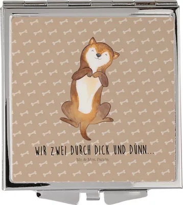 Produktbild von Mr. & Mrs. Panda Schminkspiegel Hund Streicheln - Hundeglück - Geschenk, Hunde, Sprüche, Handspiegel, Süß, Kosmetikspiegel, Hundespruch, Frauen Spiegel, Kleiner, Bauch