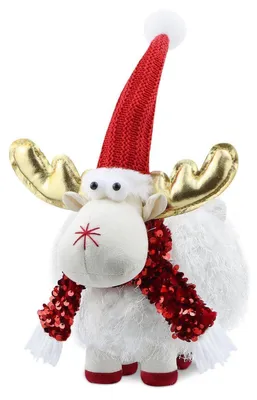 Produktbild von Weihnachtswichtel Rentier Figur stehend 33cm Weiß