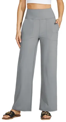 Produktbild von Damen Yogahose mit weitem Bein – hoher Bund – Hellgrau