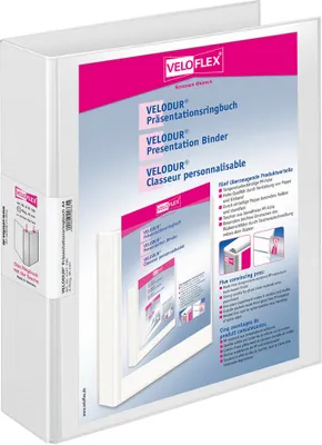 Produktbild von VELOFLEX VELODUR® Präsentationsringbücher 4-Ringe weiß 6,0 cm DIN A4, 10 St.
