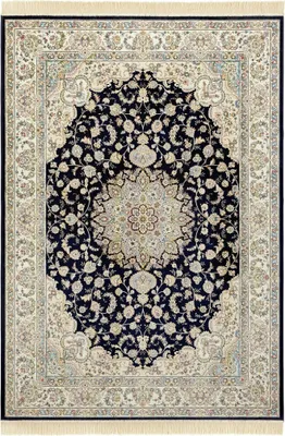 Zdjęcie produktu dla Tradycyjny dywan granatowo kremowy z wiskozy 160x230cm