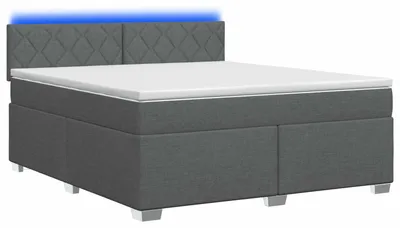 Obrázek produktu pro Postel s pružinovou základnou, matrací a LED osvětlením, tmavě šedá, rozměry 160 x 200 cm