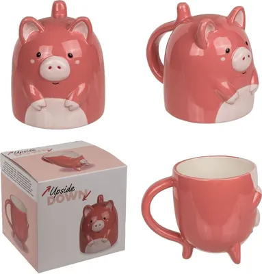 Produktbild von Kopfüber-Tasse Schwein ca. 12x14 cm Kaffetasse mit Wendefunktion 500ml