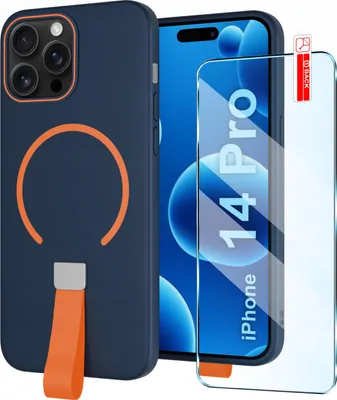 Productafbeelding van Telefoonsleeve met polsbandje, mat afwerking, voor iPhone 14 Pro | geschikt voor MagSafe + beschermglas