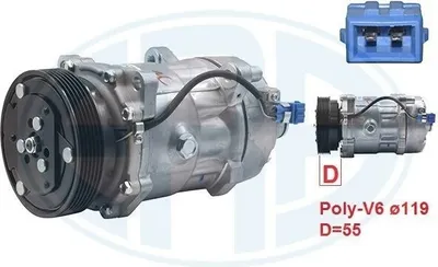 Image de ERA 670005 : Compresseur de climatisation, huile PAG 46, réfrigérant R134a, compatible avec les modèles suivants : VW Transporter V Bus (7HB, 7HJ, 7EB, 7EJ, 7EF, 7EG, 7HF, 7EC) et Caddy III Break pour SKODA