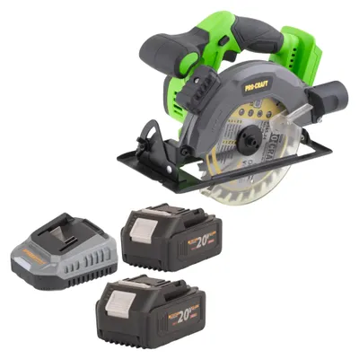Produktbild von Procraft PCA28bb Akku Kreissäge 20 V 165 mm Brushless + 2x Akku 4,0 Ah + Ladegerät
