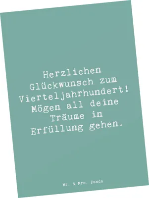 Produktbild von Mr. & Mrs. Panda einzelkarte Spruch 25. Geburtstag Freude - Meeresbrise - Geschenk, Kunstkarten, Ansichtskarte, Jubiläum, Herzlichen Glückwunsch zum Vierteljahrhundert