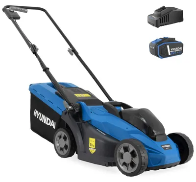 Produktbild von HYUNDAI 20V Akku-Rasenmäher Brushless – 33 cm Schnittbreite, inkl. 4.0Ah Akku & Ladegerät – 35L Korb, zentrale Höhenverstellung, leicht, kompakt & kabellos