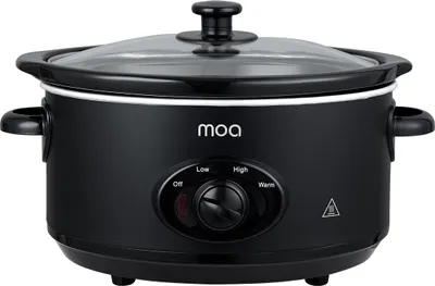 Produktbild von MOA Schongarer 3,5L - Ø 24,5cm - Keramik-Innentopf - Durchsichtiger Deckel - 3 Wärmestufen - Spülmaschinenfest - BPA-Frei - Edelstahl