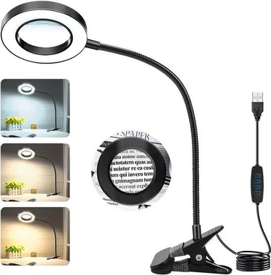 Produktbild von Verstelbaar Werkvergrootglas mit LED-Licht und USB-Klemm für Hobby- und Werkprojekte