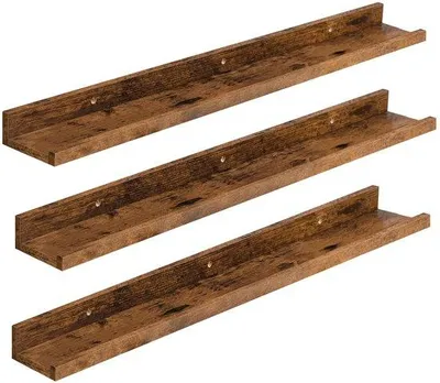 Obrázok produktu pre Závesné nástenné police, 90 cm, hnedé, s okrajom