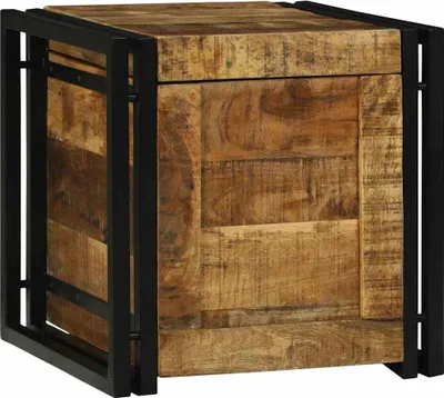 Obrázok produktu pre Úložná krabica s úložiskom 40 x 40 x 40 cm Masívne mango drevo