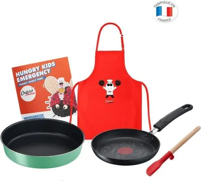 Image de Chefclub de Tefal E5119002 Enfants affamés en urgence : Poel Un crêpe, un moule, une mini-spatule, un tablier de cuisine, un livret de recettes.
