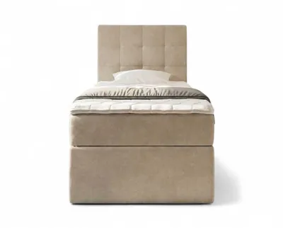 Produktbild von NORDELO Boxspringbett INCANTO 90x200 cm NEW VELO Velvet Beige Komplett-Set gepolstertes Einzelbett mit Stauraum, Matratze und 4 cm Visco-Topper, Bonellfederkernmatratze, T30-Schaum
