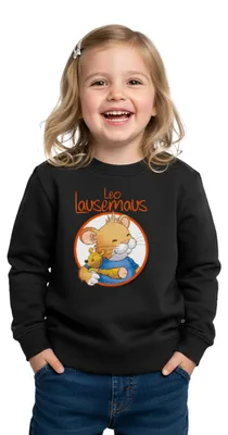 Produktbild von Spreadshirt Leo Lausemaus Logo Kinder Premium Pullover, 158/164 (12 Jahre), Schwarz