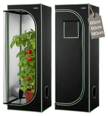 Obrázek produktu pro VEVOR pěstební stan, 60x60x80 cm, pěstební box 600D vysoce reflexní Mylar, stan pro pokojové rostliny s pozorovacím okénkem, spodní vaničkou a zipem, skleníkové pěstební stany pro ovoce, květiny a zeleninu