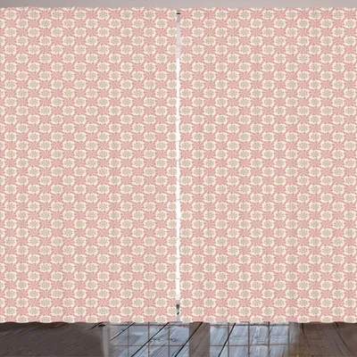 Produktbild von ARANDE Nostalgisch Gardine, Vintage Empfindliche Wiederholung von Blumen Folk Damast, 280 x 260 cm, Pale Rubin Eggshell