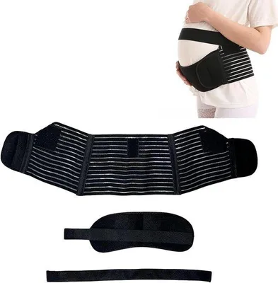 Image de Ceinture de grossesse pour la taille, le dos et le ventre - Respirante - Soutien pendant la grossesse - Ceinture abdominale - Mi-grossesse - Noir - Taille L