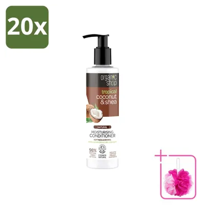 Imagen del producto de 20 unidades de acondicionador orgánico de coco y manteca de karité - nutritivo e hidratante - 280 ml - pack ahorro - 20 unidades