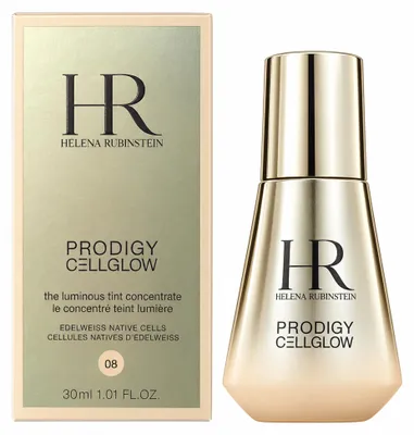 Produktbild von Helena Rubinstein Prodigy Cellglow Luminous Tint Concentrate 08 Very Deep Beige 30ml, Pumpenflasche, Flüssigkeit, Very Deep Beige, Mittel, Sandhaut, Gebräunte Haut, Hautalterung, Aufhellend, Feuchtigkeitsspendend, Revitalisierend, Glättend