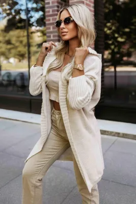 Productafbeelding van Numoco damescardigan, kleur: wit-beige, maat: one size