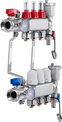 Produktbild von SucceBuy 3-Zweig-Wärmeverteilungsverteiler, 1/2-Zoll-PEX-Rohrverteiler, Edelstahl-PEX-Verteiler für hydronische Fußbodenheizung, Wärmeverteilungs-PEX-Verteilersatz mit 1/2-Zoll-Adaptern