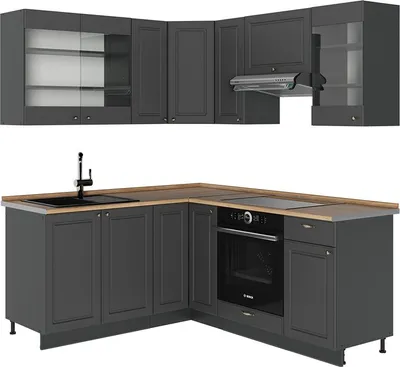 Immagine prodotto di Cucina angolare completa Vicco Fame-Line Landhaus antrazit-oro 190 x 60 cm , PL Rovere, Model 57082