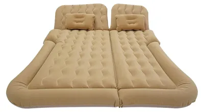 Produktbild von Aufblasbare Auto-Luftmatratze - Matratze für Rücksitz/SUV - Tragbares Camping-Reisebett - 300 kg Tragkraft - 12V Elektropumpe - Beige