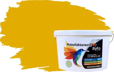 Produktbild von RyFo Colors Bunte Wandfarbe Manufakturweiß Ginstergelb 10l - weitere Grau Farbtöne und Größen erhältlich, Deckkraft Klasse 1, Nassabrieb Klasse 1